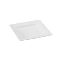 Assiette carrée blanche en pulpe  160x160mm