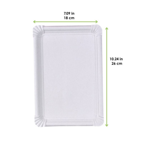 Assiette rectangulaire en carton blanc 260x180mm