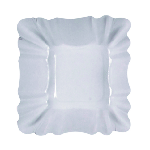 Assiette creuse carrée en carton laminé blanc  90x90mm H30mm