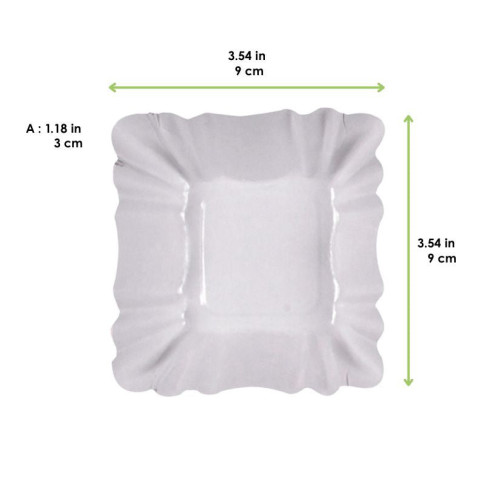 Assiette creuse carrée en carton laminé blanc  90x90mm H30mm