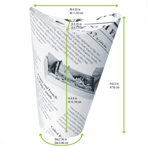 Gobelet snack refermable perforé carton blanc décor journal   H157mm 480ml