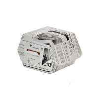 Boite burger carton blanc décor journal  75x75mm H50mm