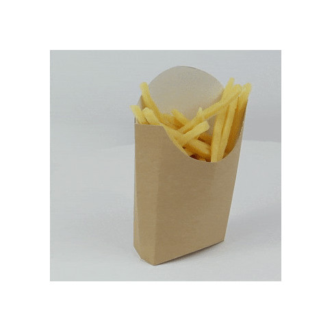 Pochette kraft pour frites  250gsm  115x90mm H140mm 480ml
