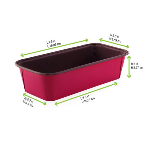 Moule de cuisson papier kraft rose rectangulaire  193x93mm H50mm 750ml