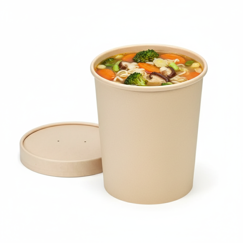 Pot carton fibre de bambou chaud et froid avec couvercle   H140mm 940ml