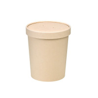 Pot carton fibre de bambou chaud et froid avec couvercle   H140mm 940ml