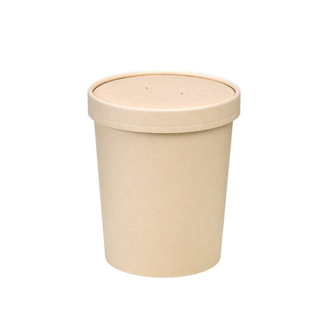 Pot carton fibre de bambou chaud et froid avec couvercle   H140mm 940ml