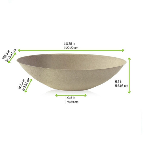 Bol ovale brun en pulpe "BioNchic"  225x135mm H55mm 750ml