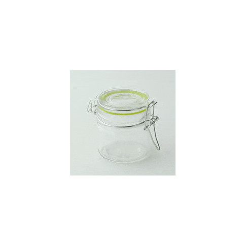 Mini bocal en verre avec joint silicone vert clair   H71,5mm 100ml