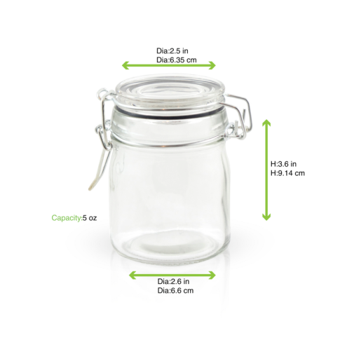 Mini bocal en verre avec joint silicone noir   H92mm 150ml