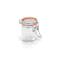 Mini bocal en verre avec joint silicone rouge   H63,5mm 45ml