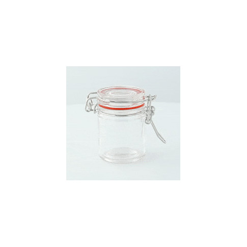 Mini bocal en verre avec joint silicone rouge   H63,5mm 45ml