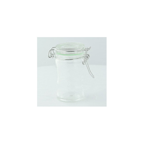 Mini bocal en verre avec joint silicone bleu clair   H85mm 65ml