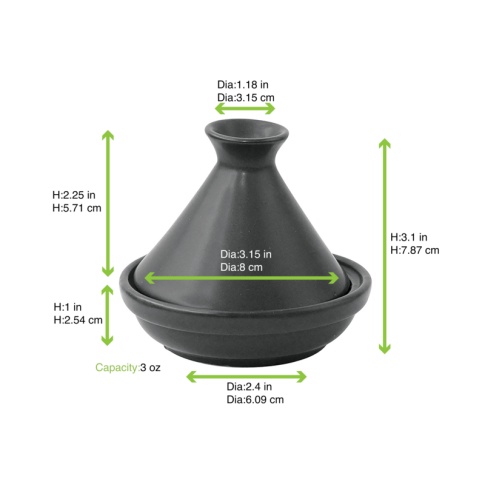 Mini tajine en porcelaine noire   H80mm