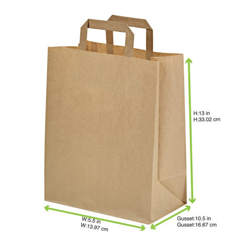 Sac cabas papier recyclé kraft brun 260x170mm H280mm