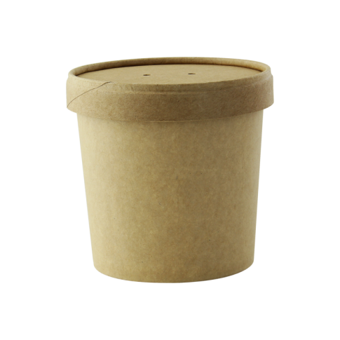 Pot carton brun chaud et froid avec couvercle carton   H85mm 350ml