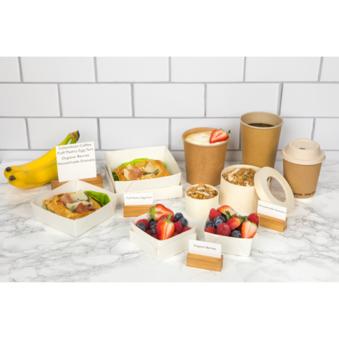 Pot carton brun chaud et froid avec couvercle carton   H85mm 350ml