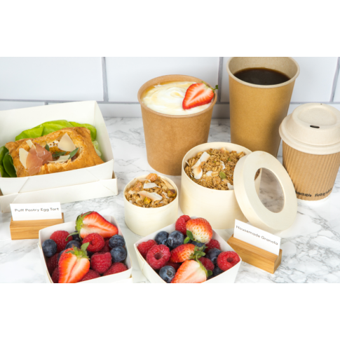 Pot carton brun chaud et froid avec couvercle carton   H85mm 350ml
