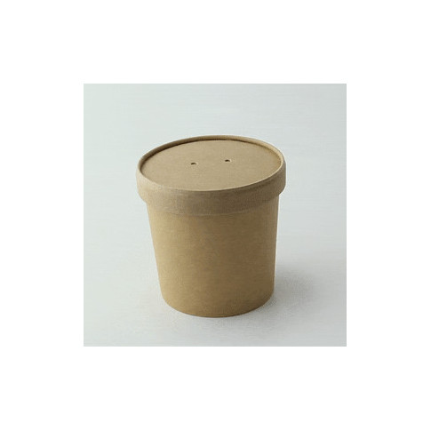 Pot carton brun chaud et froid avec couvercle carton   H85mm 350ml