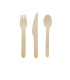 Kit couverts bois 3/1: couteau fourchette cuillère, emballage kraft  H165mm