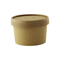 Pot carton brun chaud et froid avec couvercle carton   H67mm 240ml