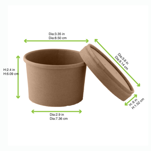 Pot carton brun chaud et froid avec couvercle carton   H67mm 240ml
