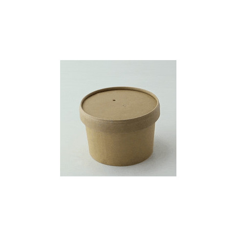 Pot carton brun chaud et froid avec couvercle carton   H67mm 240ml
