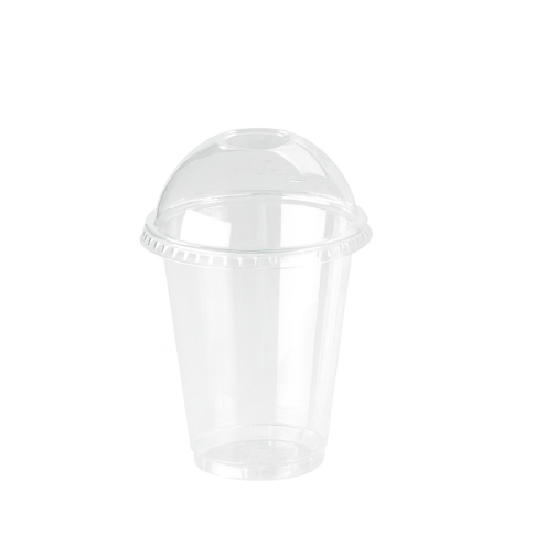 Pot plastique PET transparent avec couvercle dôme et trou   H85mm 200ml