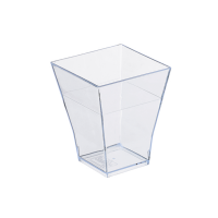 Verrine pyramidale plastique PS transparente “Taïti”  45x45mm H55mm 60ml