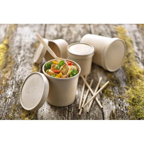 Pot carton brun chaud et froid avec couvercle carton   H95mm 490ml