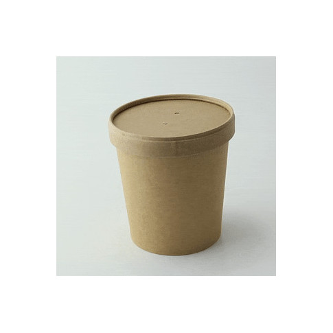 Pot carton brun chaud et froid avec couvercle carton   H95mm 490ml