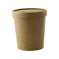 Pot Carton Brun Chaud Et Froid Avec Couvercle Carton  - 470 ml - 9.7 cm x 7.5 cm x 10 cm - 25 unitÃ©s