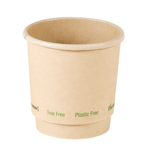 Gobelet brun en carton fibre de bambou Ã  double paroi sans plastique 120ml Ã?62mm, 25pcs