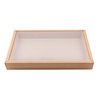 Combo boÃ®te kraft sushi avec couvercle PET  310x215, H35 mm, 50pcs