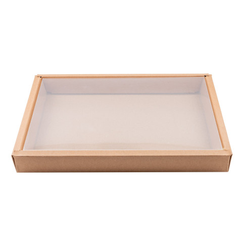 Combo boÃ®te kraft sushi avec couvercle PET  310x215, H35 mm, 50pcs