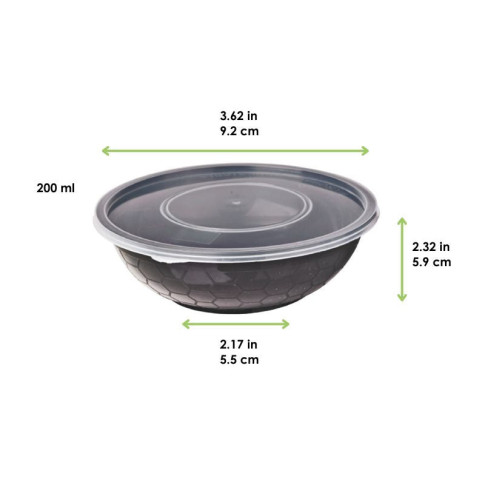 Pot plastique PET transparent avec couvercle dôme et trou   H85mm 200ml