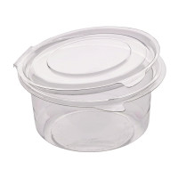 Pot Deli rond PET avec couvercle plat attachÃ© 400 ml Diam: 11,5 cm 11,5 x 6 cm x 50 unitÃ©s
