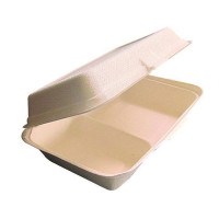 Coquille blanche pulpe 2 compartiments  - 1000ml - 24,3 cm x 16 cm x 7,3 cm - 50 unitÃ©s