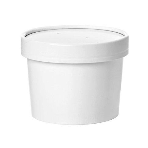 Pot carton blanc chaud et froid avec couvercle carton  - 230ml - 9 cm x 7,3 cm x 6 cm - 25 unitÃ©s
