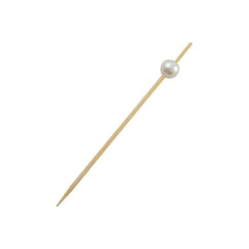 Pique bambou "Bijou" avec perle blanche 9 cm - 100 unitÃ©s