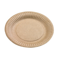 Assiette ronde en carton brun Diam: 15 cm 15 x 1,1 cm - 100 unitÃ©s