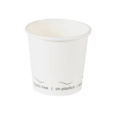 Gobelet Eden blanc en carton sans plastique, Waterbased 120ml Ã?62mm, 50pcs