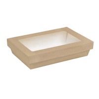 BoÃ®te "Kray" rectangulaire carton brun avec couvercle Ã  fenÃªtre 1500 ml 22,5 x 15,5 x 5,3 cm - 50 unitÃ©s