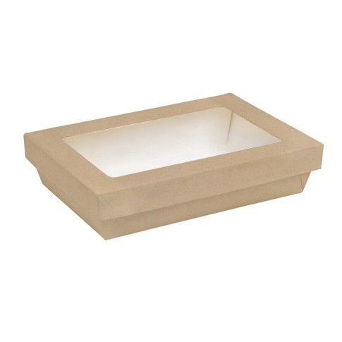 BoÃ®te "Kray" rectangulaire carton brun avec couvercle Ã  fenÃªtre 1500 ml 22,5 x 15,5 x 5,3 cm - 50 unitÃ©s