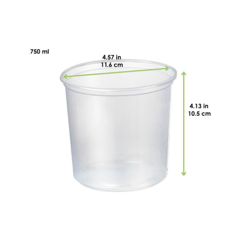Pot Deli rond PP transparent 750 ml Diam: 11,6 cm 11,6 x 10,5 cm - 50 unitÃ©s