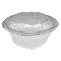 Saladier rond transparent PET avec couvercle attachÃ© 750 ml Diam: 15,1 cm 15,1 x 6 cm - 50 unitÃ©s