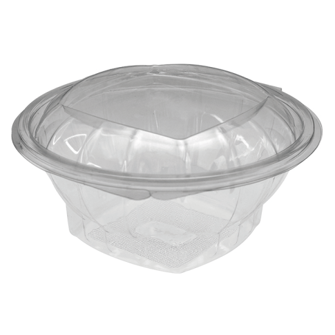 Saladier rond transparent PET avec couvercle attachÃ© 750 ml Diam: 15,1 cm 15,1 x 6 cm - 50 unitÃ©s