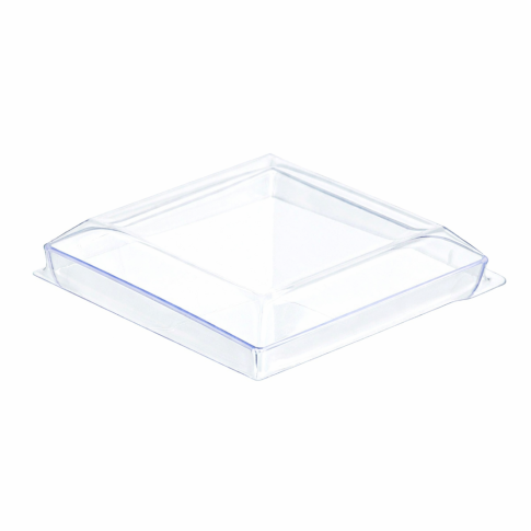 Couvercle Taiti plat et carrÃ© transparent en plastique PET 46x46, H10 mm, 200pcs