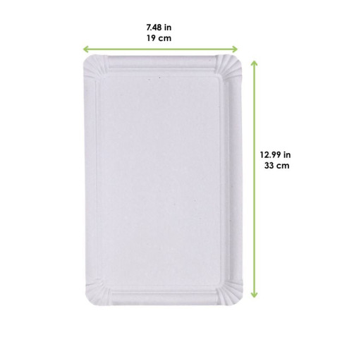 Assiette rectangulaire en carton recyclÃ© blanc 33 x 19 cm - 250 unitÃ©s