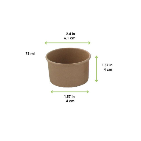 Pot carton kraft brun chaud et froid   H40mm 75ml